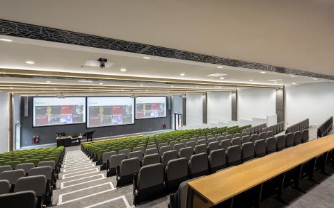 A large lecture theatre viewed from the back