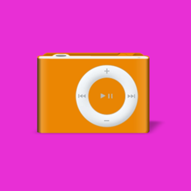Orange Ipod shuffle on pink background