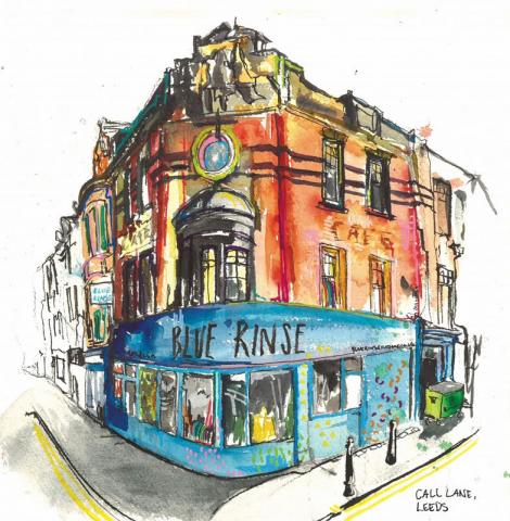 A sketch of Blue Rinse shop