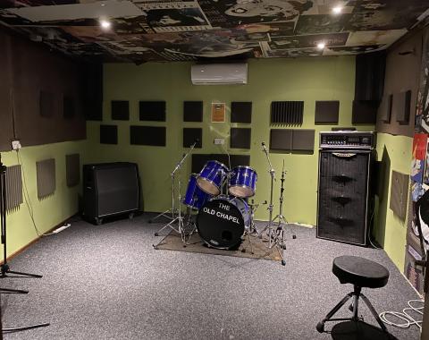 a recording studio set up