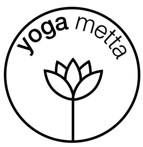 yoga metta logo - circle with a lotus flower in the centre