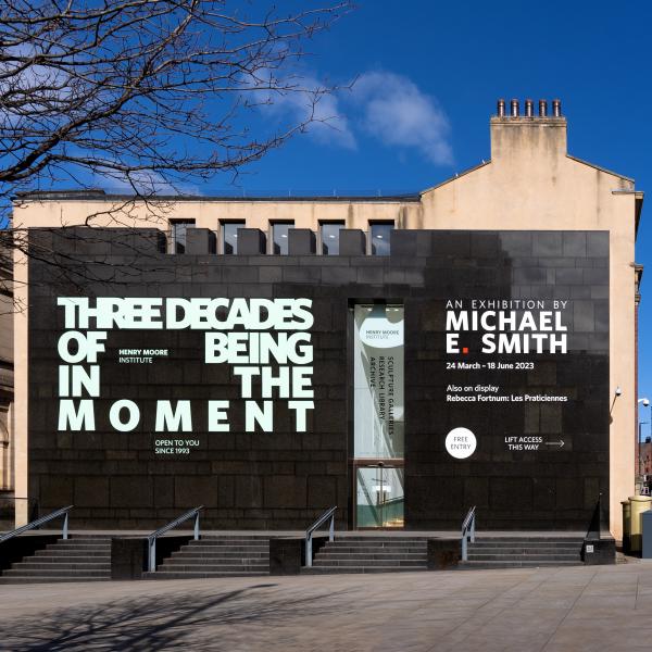 The iconic façade is decorated to mark the occasion with a new design commission stating the words  ‘Three decades of being in the moment. Open to you since 1993’.