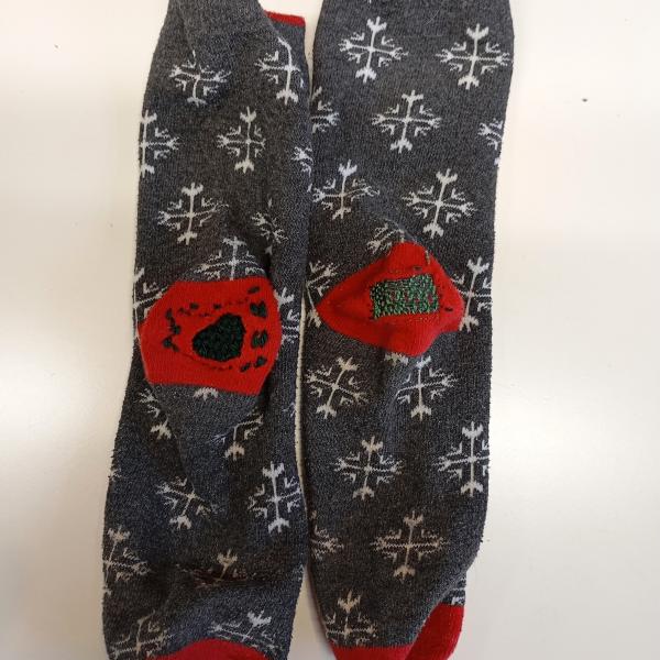 a pair of socks with darned heels