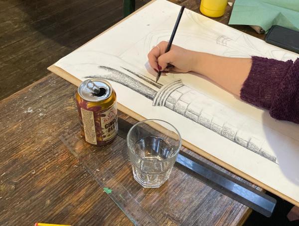 Someone drawing Left Bank 