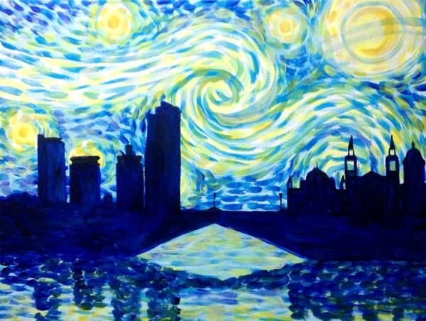 Leeds with starry night