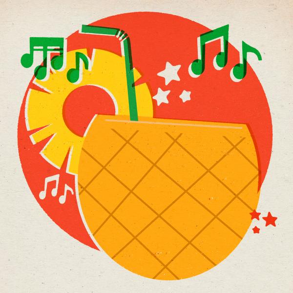 Band logo illustration, pineapple and coconut