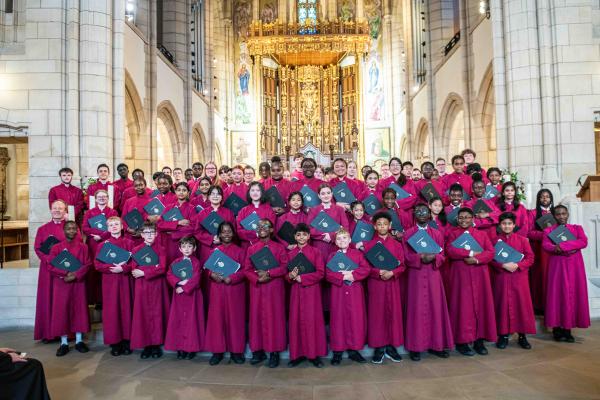 A choir of children ready to sing.