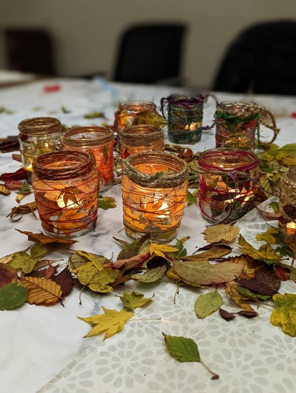 image of leaf lantern jars
