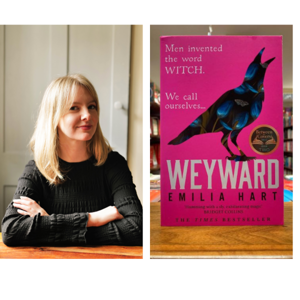 Author Emilia Hart and her first novel Weyward.