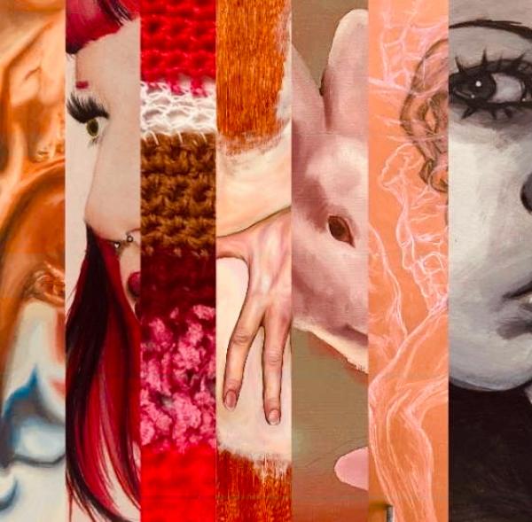 Collage of seven images of artworks