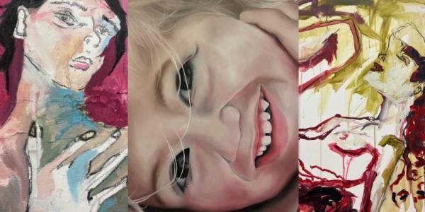 collage of images of three artworks side by side