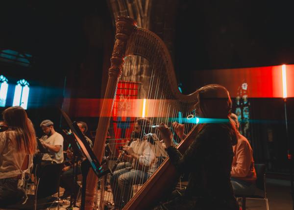 Photograph of an orchestra playing