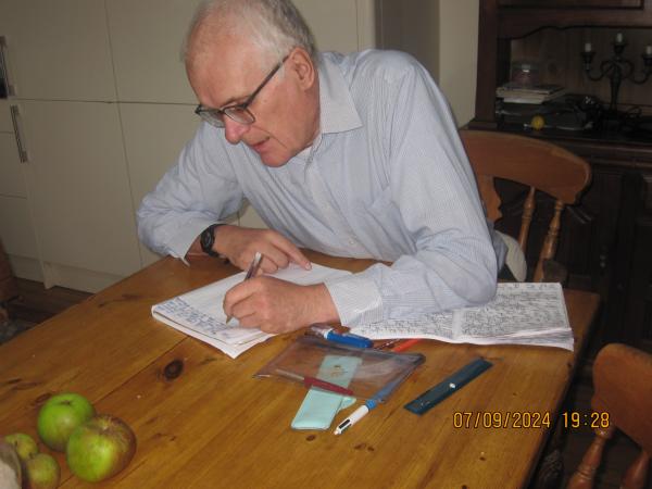 Richard Smith engaged in some writing in a friends farmhouse in South Wales. The photograph was taken last September.