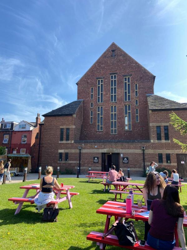 A picture of Left Bank and its garden in the sunshine