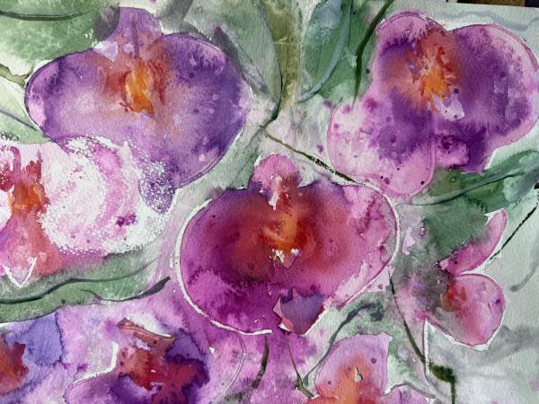 Mixed media class in Leeds, floral painting