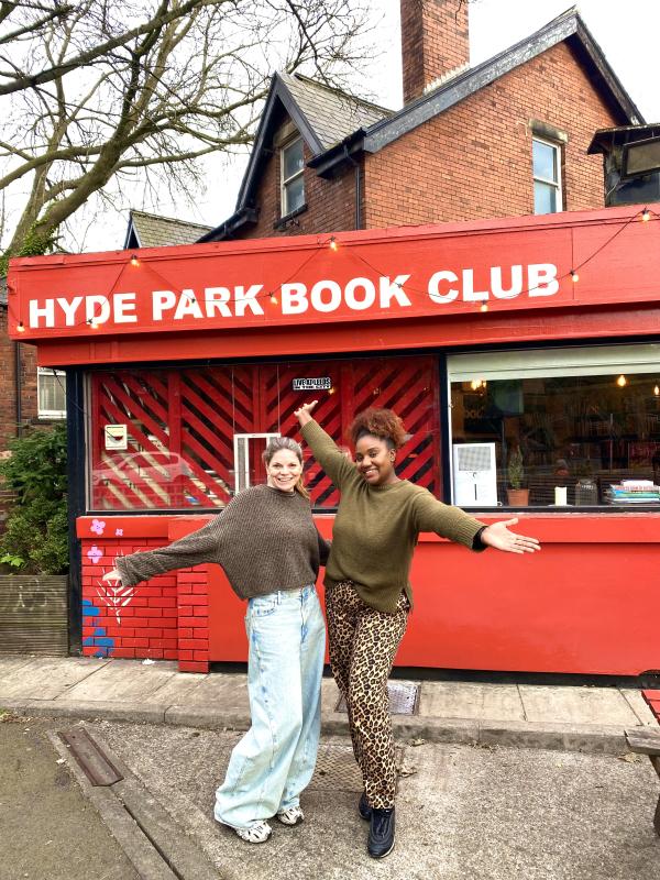 The two hosts of Hyde Park Stitch Club standing together