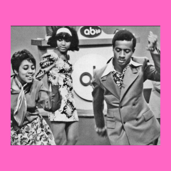 Retro black and white image of young people dancing