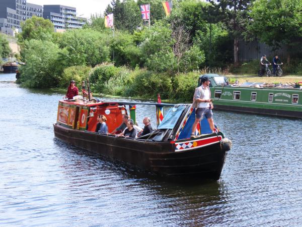Image of a canal boat on the Leeds canal.