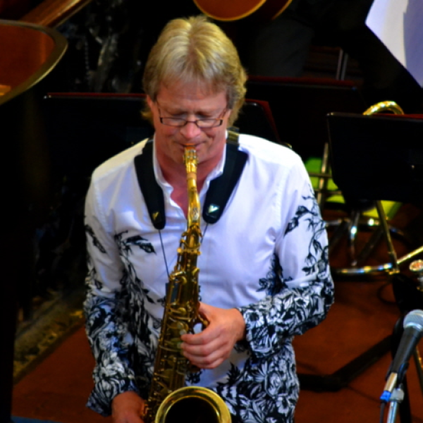 Mike Hall playing saxophone