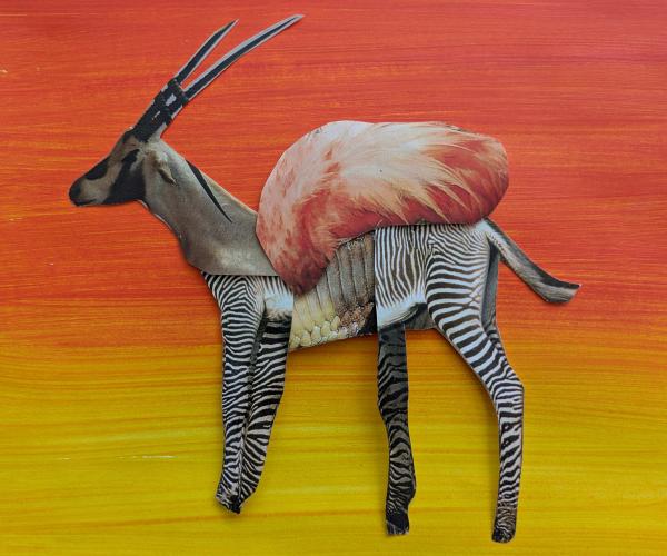 collage and painting mythical creatures