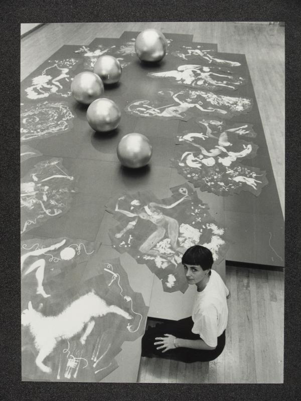 Helen Chadwick with her installation The Oval Court 1984-6