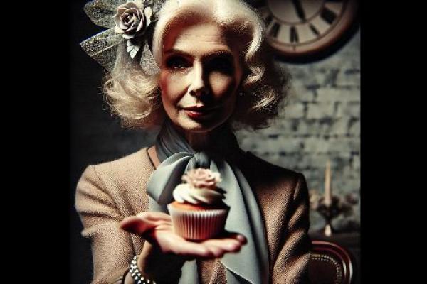 Lady holding cake
