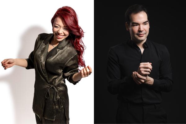 A photo of two musicians. 