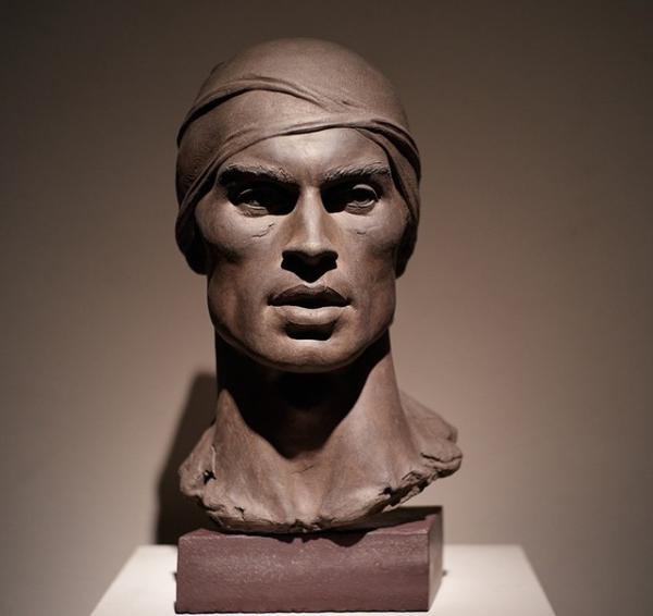 A bust, made from black terracotta of Rudolph Nureyev