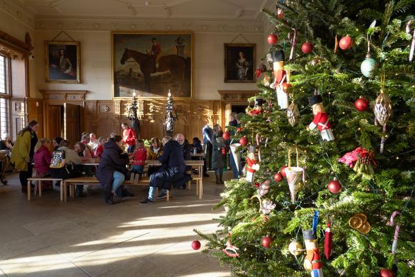 A large decorated Christmas Tree at Temple Newsam