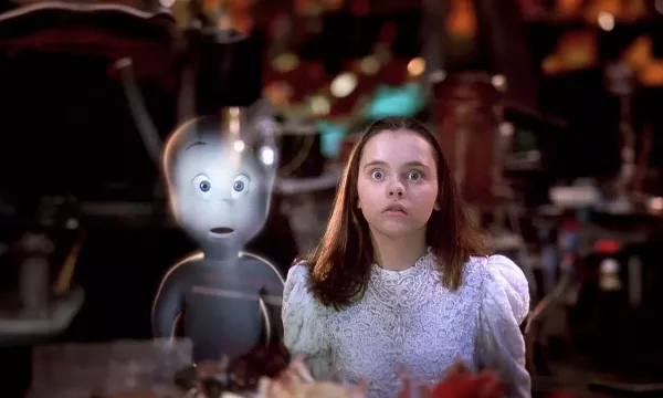 Casper and his human acolyte look in terror at somthing off-screen.