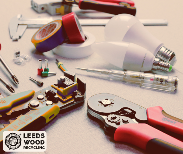 light bulbs, screw drivers, electrical tape