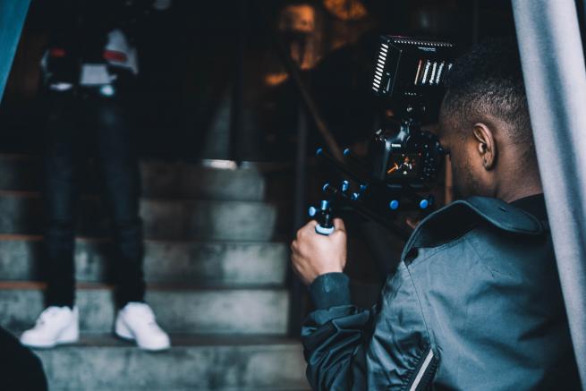 filming on a stairway