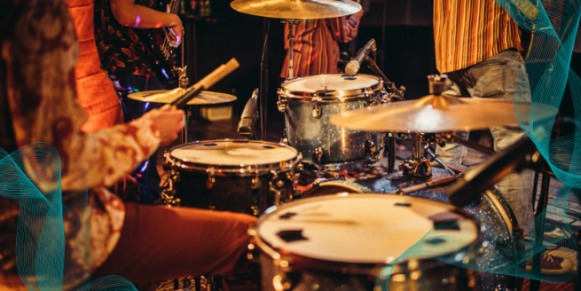close up of a drum kit