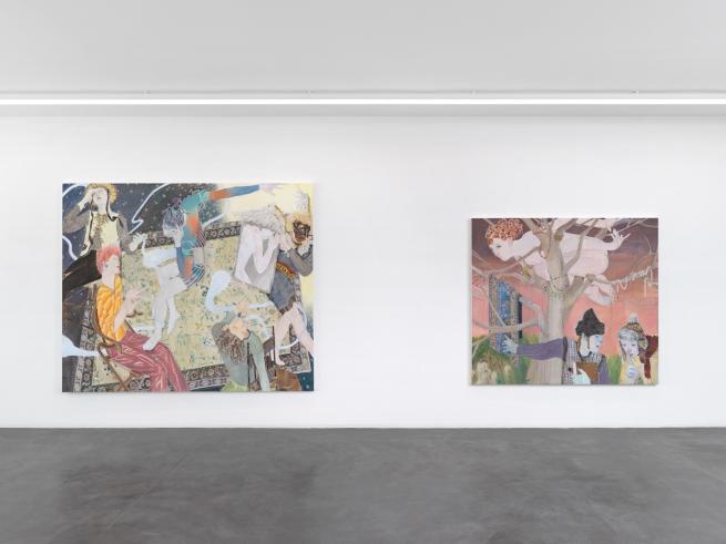 Artworks by Shilun Ding on a gallery wall