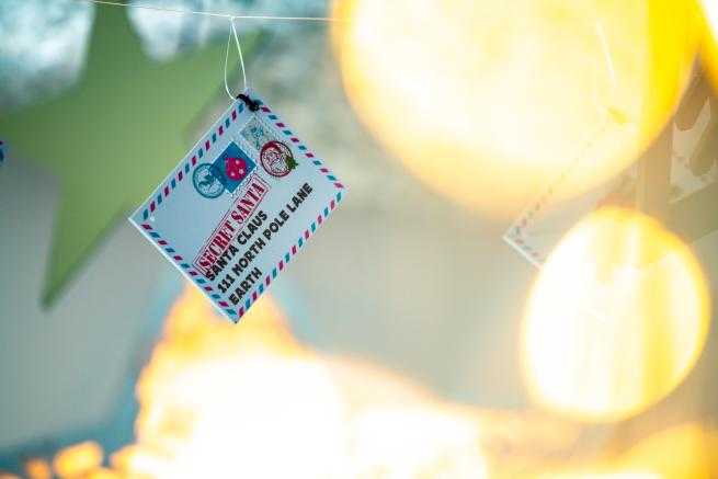Letter to santa against a festive backdrop 