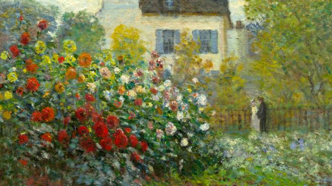 An image of Claude Monet's The Artist's Garden in Argenteuil (A Corner of the Garden with Dahlias).