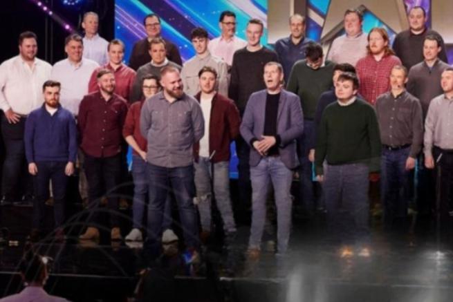25 members of Johns’ Boys Male Chorus on stage at their Britain's Got Talen audition.