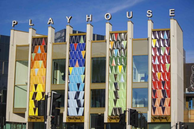 The front of the Leeds Playhouse building.