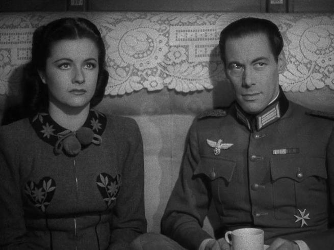 A still from Night Train To Munich featuring Margaret Lockwood and Rex Harrison.