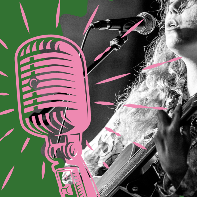 Image for live sessions at Left Bank with a vintage microphone and female singer