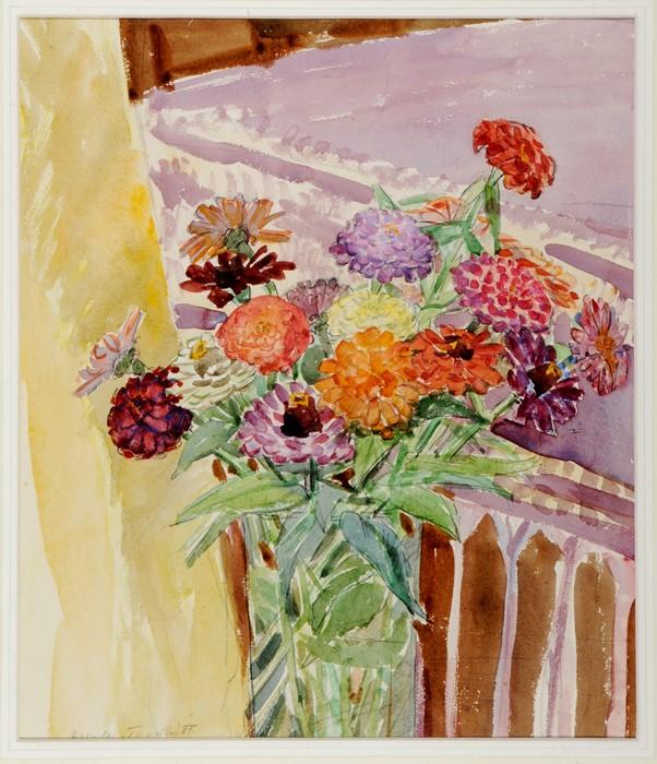 A painting of a vase of flowers 