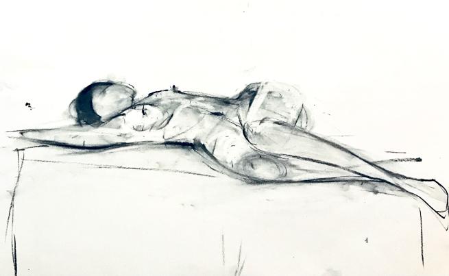 Charcoal drawing of reclining figure