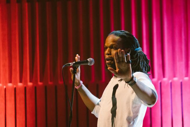 Thabo performing in the Howard Assembly Room at Opera North