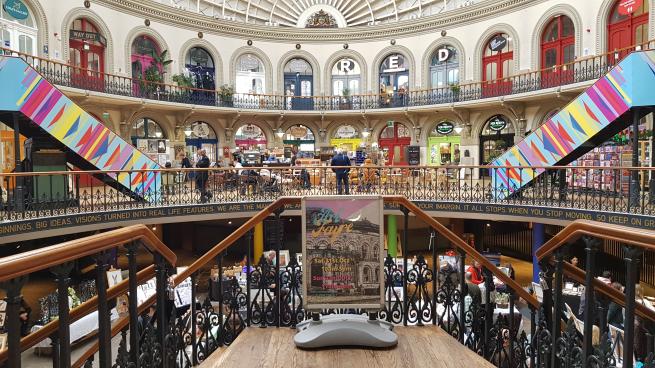 Our popular art market is held in the Lower Ground floor of Leeds Corn Exchange alwaysnwith a great atmosphere aided by great music and a great range of art and quality craft.