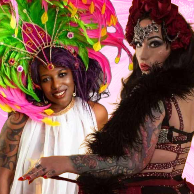 Image of burlesque performers Remy Brandee and Ophelia Aphrodite