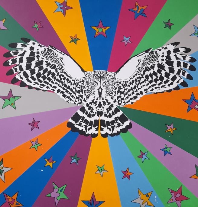 owl mural at Leeds Kirkgate Market