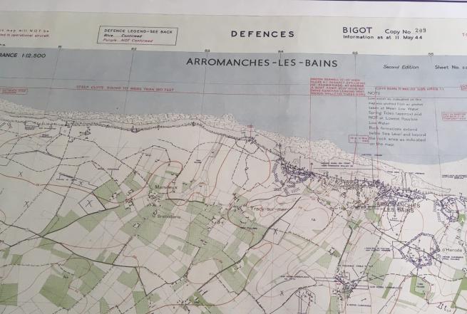 A detailed map of a part of the coastline of France 1944.