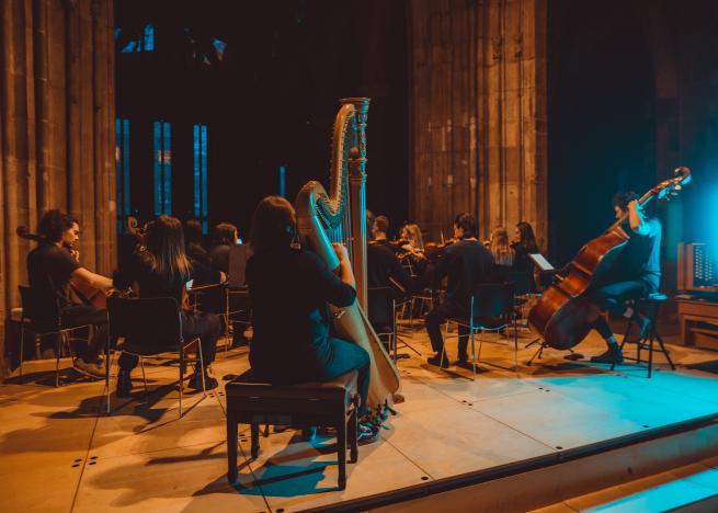 An orchestra playing