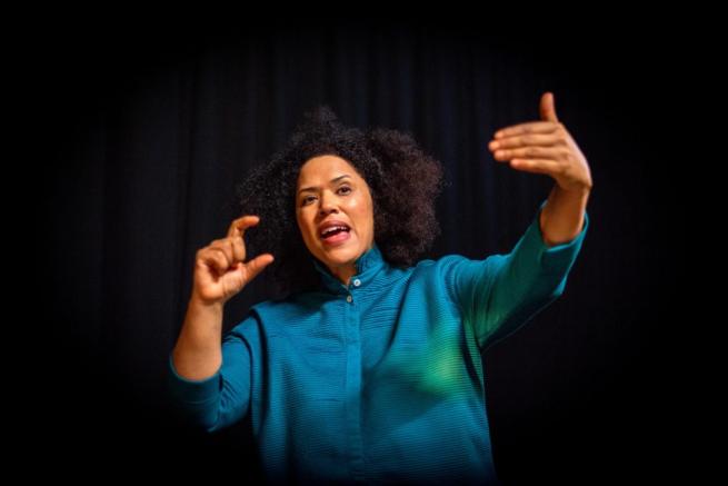 Dr Rommi Smith seen performing her own original work