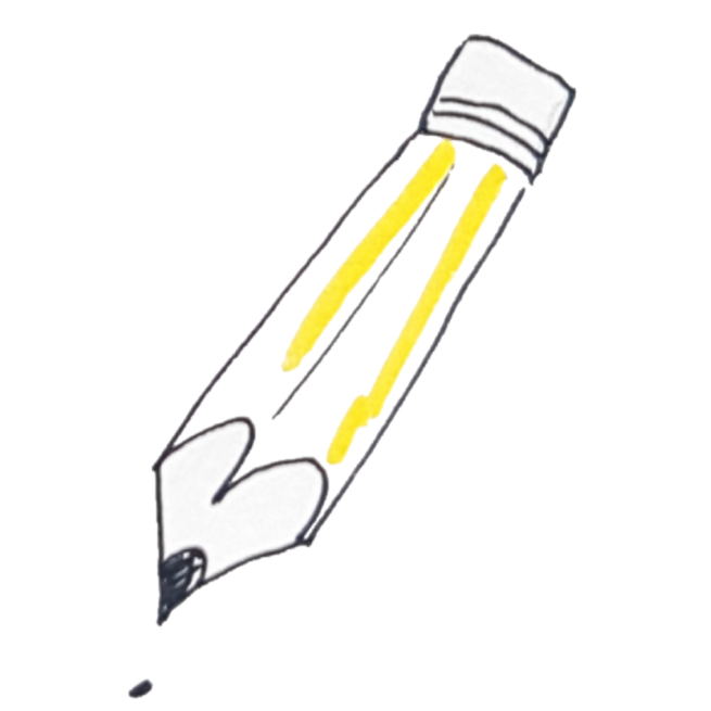 An illustration of a pencil in black and yellow